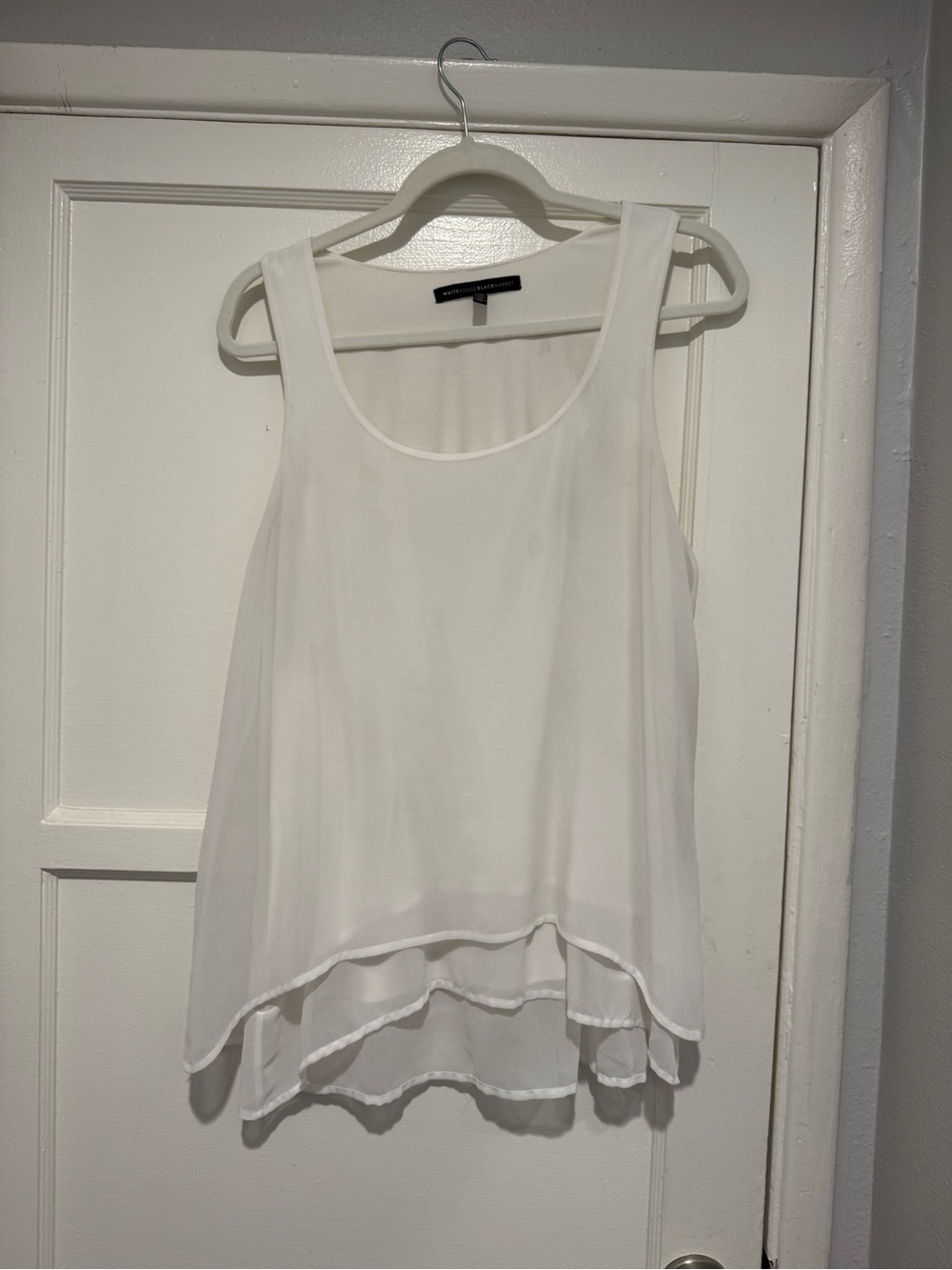 White House Black Market White Layered Chiffon Camisole